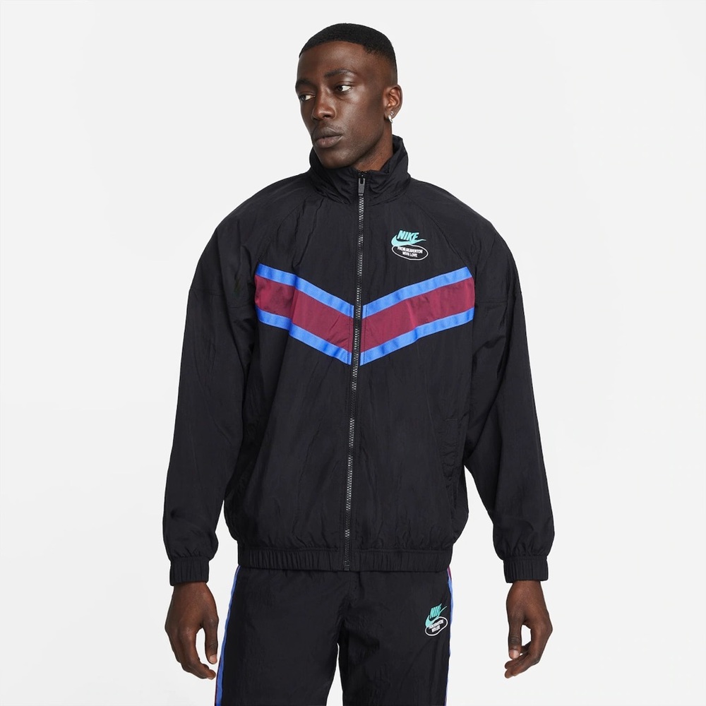 Nike From Beaverton With Love Windbreaker Jacket Black Teal Daisy Small S